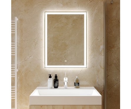 Зеркало 600х800 мм Норма-Лайт сенсорный выключатель светодиодная подсветка MIXLINE Фотография_3