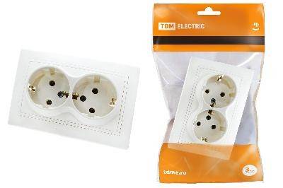 Розетка двойная TDM Таймыр 2-ая с/з белая, 16А, 250В Фотография_1