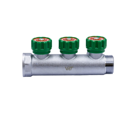 Коллектор 3 вых 1х3/4 нар. резьба с регулировочными вентилями VRT Фотография_2