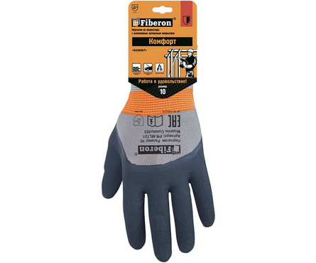 Перчатки полиэстер вспенный с латексным покрытием для надежных работ в и/у р-р XL FIBERON Фотография_3