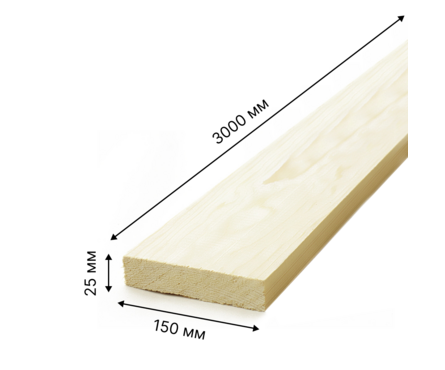 Доска 25х150х3000 мм обрезная хвойных пород ПР Фотография_1