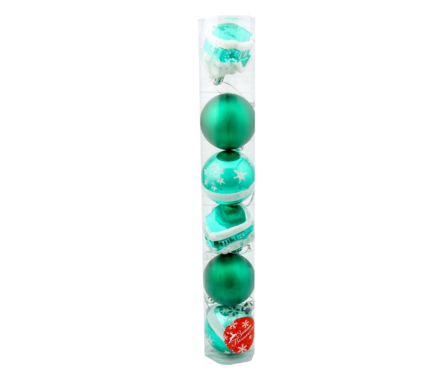 Набор украшений Зимнее волшебство Изумрудик (4 шара, 2 домика), 6 см, зелёный Фотография_0