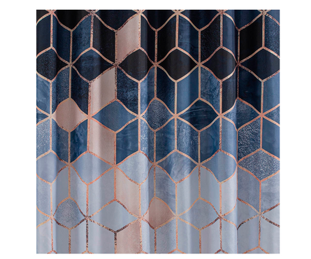Штора для ванной полиэстер водонепроницаемая 180x180 см синие кубы без колец САНАКС Фотография_1