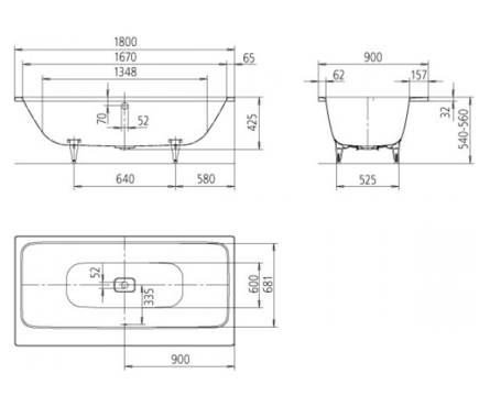 Ванна 1800*900 mm. Asymmetric Duo mod.742 (easy clean finish), alpine white Фотография_3