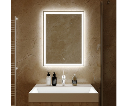 Зеркало 600х800 мм Норма-Лайт сенсорный выключатель светодиодная подсветка MIXLINE Фотография_4