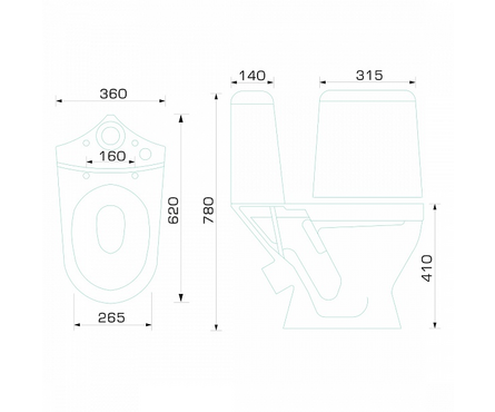 Унитаз-компакт W101 косой выпуск+сиденье полипропилен GESSO Фотография_2