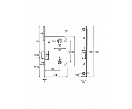 Защелка врезная WC 170 KEVLAR MBP с фиксацией чёрный матовый VETTORE Фотография_1