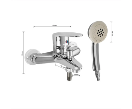 Смеситель для ванны однорычажный САТУРН короткий гусак хром 48009 Фотография_1