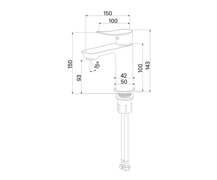 Смеситель для умывальника однорычажный MILARDO литой гусак хром Demi DEMSB00M01 Фотография_3
