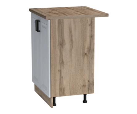 Стол-тумба кухонный распашные дверцы со столешницей 60 см фасад МДФ Белый/дуб вотан Фотография_2