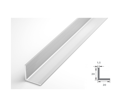 Угол алюминиевый 20х20х1.5 мм 2 м Фотография_1