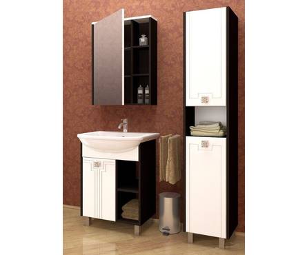 Шкаф навесной Mixline «Боско-65» с зеркалом, белый\венге Фотография_3