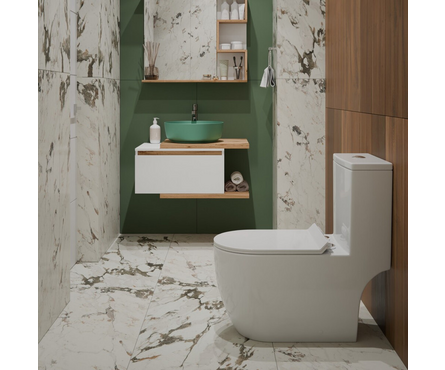 Унитаз-монолит Т1088 безободковый тонкое сиденье ДП (с гофрой и подводкой) EVA GOLD Фотография_2