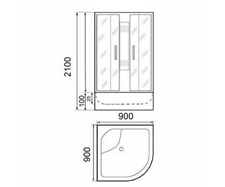 Душевая кабина Parly ЕВ91 900х900х2150 мм, низкий поддон, матовое стекло, задняя стенка белая Фотография_2