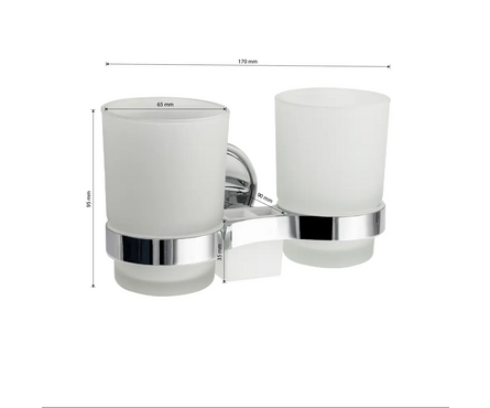 Стакан для зубных щеток двойной креплением к стене хром Санакс Фотография_1