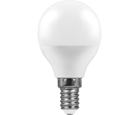 Лампа светодиодная Feron 9 Вт Шар белый свет, Е14, 4000К Фотография_1