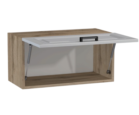 Шкаф навесной кухонный горизонтальный над вытяжкой 60см фасад МДФ Белый/дуб вотан Фотография_1