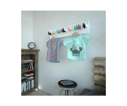 Вешалка настенная пианино 16 крючков разноцветных 60х14.5х1.9 см белая ВЕНА Фотография_1