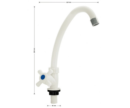 Смеситель для мойки BRIMIX для холодной воды один кран ABC пластик белый Фотография_1