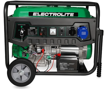 Генератор бензиновый 8.0 кВт 220 В бак 25 л с электрическим стартером колеса+ручки 9000S ELECTROLITE Фотография_1