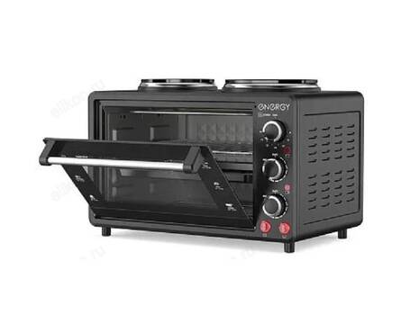 Мини-печь 26 л, 1400 Вт, таймер, 2 конфорки, GН-26A-B черная ENERGY Фотография_1