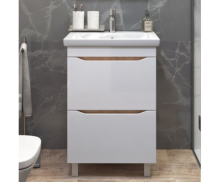 Тумба для ванной ГРАНИ-60 белый/дуб золотой с ум. COMO-60 VIGO Фотография_1