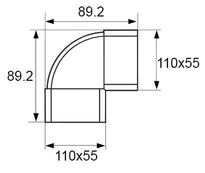 Колено прямоугольное вертикальное Event белое, 55х110 мм/90° Фотография_3