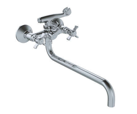 Смеситель для ванны двухвентельный MIXLINE длинный гусак хром Classic ML30-021 Фотография_1