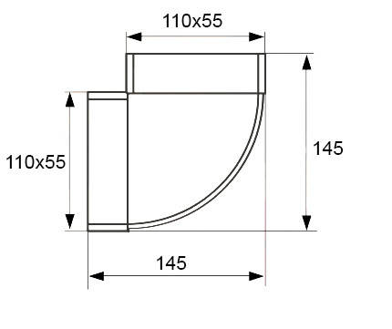 Колено прямоугольное горизонтальное Event ПВХ, белое, 55х110 мм/90° Фотография_3