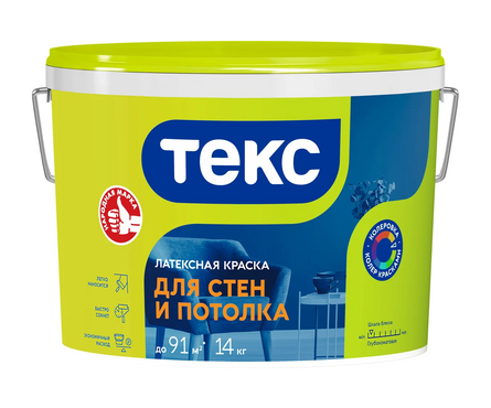 Краска интерьерная глубокоматовая латексная ВД ТЕКС Универсал белая 14 кг Фотография_1