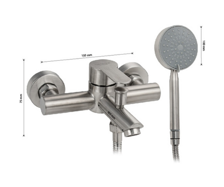 Смеситель для ванны однорычажный BRIMIX короткий гусак сатин 9394 Фотография_1