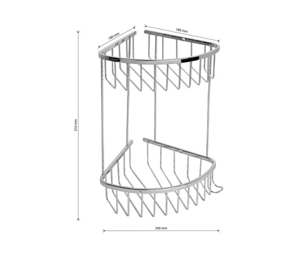 Полка угловая овальная двойная 18 см хром 75052 BRIMIX Фотография_1