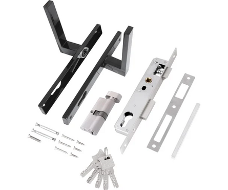 Замок врезной 8520.02.9005 для калитки с ручками черный СТАНДАРТ Фотография_1