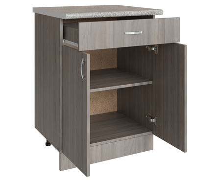 Стол-тумба кухонный распашные дверцы со столешницей 60 см ЛДСП ясень/шимо светлый (1 ящик) Фотография_1