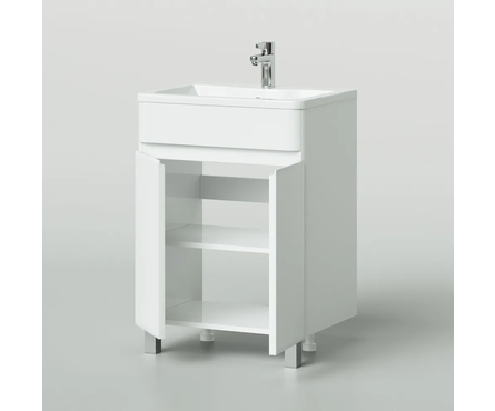 Тумба напольная Роберто 60 для ванной с умывальником Аделина-60 (белая) Фотография_1
