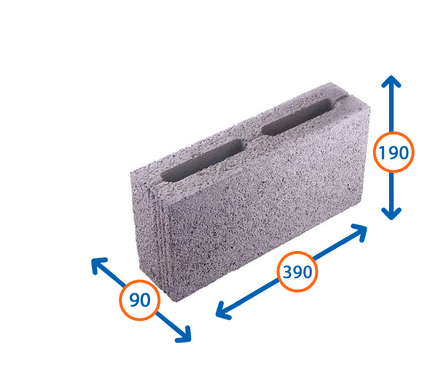 Блок/полублок перегородочный керамзитный 390х190х90 мм М50 СКЦп-1Р Фотография_1