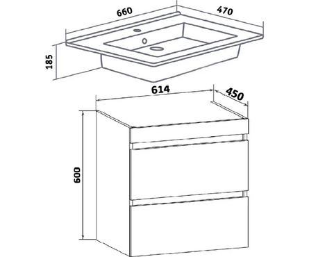 Тумба подвесная Манхэттен-65 с умывальником Оскар 65 белый Фотография_3