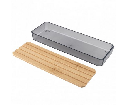 Мыльница ОНИКС бамбук 22.5х8 см Рыжий кот Фотография_1