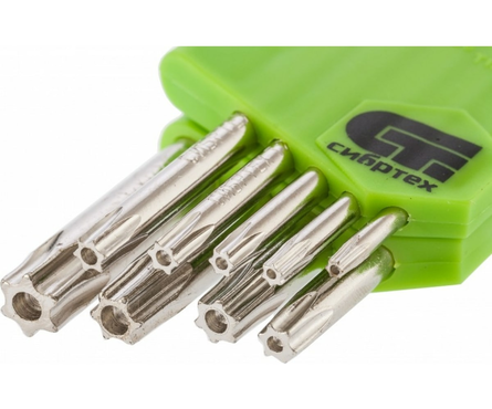 Набор ключей имбусовых СИБРТЕХ TORX TT T10-T50, закаленные, никель, короткие, 9 шт Фотография_1