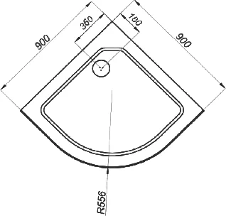 Поддон акриловый полукруг 900х900 мм Гидрус (ножки, сифон) ТРИТОН Фотография_3