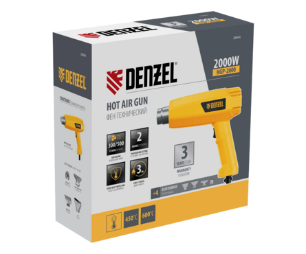 Фен технический 2000 Вт 2 режима, HGP-2000 DENZEL Фотография_4