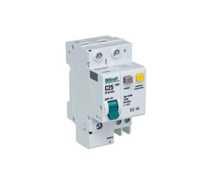 Выключатель автоматический дифференциального тока 1П+Н 25А 30 мА тип AC ДИФ-101/102 15159SE/16005SE Фотография_0