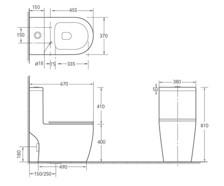 Унитаз-монолит 5005Т безободковый, тонкое сиденье ДП (с гофрой и подводкой) EVA GOLD Фотография_6