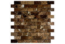 Мозаика Caramelle Mosaic Pietrine Emperador Dark полированная, 298х298х4 мм, чип 23х48 мм