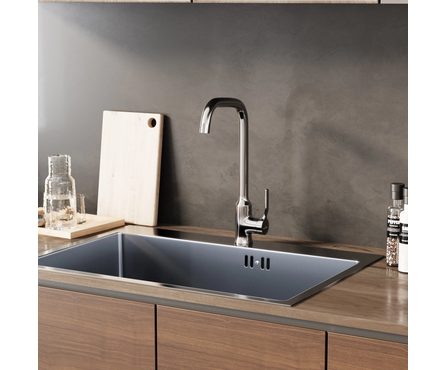 Смеситель для кухни однорычажный MIXLINE высокий гусак хром Flat ML40-032 Фотография_3