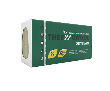 Утеплитель Минвата ИЗОМИН Thermo Wool Оптима плотность пл 50 кг/м³, 1200х600х100 мм (2.88 м²/0.288 м³/4 шт) Фотография_0