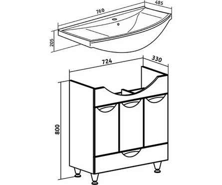 Тумба Барселона-75 с умывальником Стиль 75 белый Фотография_3