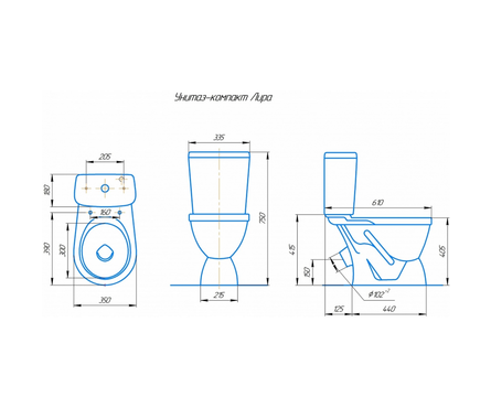 Унитаз-компакт ROSA «Лира» белый, фарфор, косой выпуск, нижний подвод воды Фотография_2