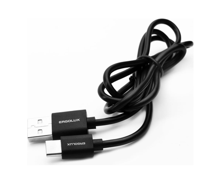 Кабель USB-Type C 2А 1 м зарядка + передача данных черный ERGOLUX Фотография_1