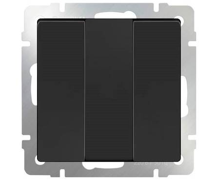 Выключатель В Рамку Трехклавишный  Черный матовый IP20 10А 250В Универс Werkel Фотография_0
